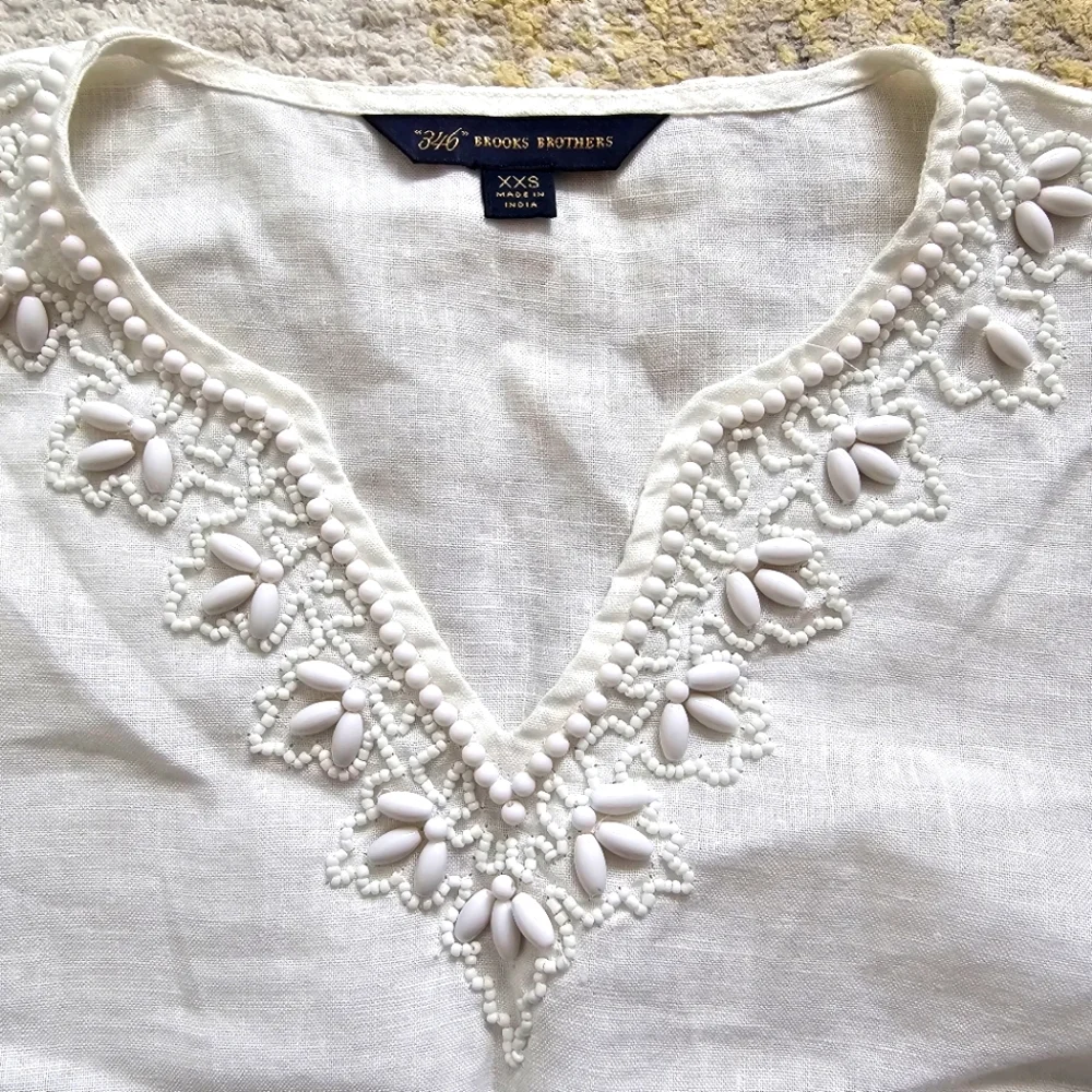 Brooks Brothers Women Linen Tunic White Tunic Top Size XXS - Picture 3 of 11
